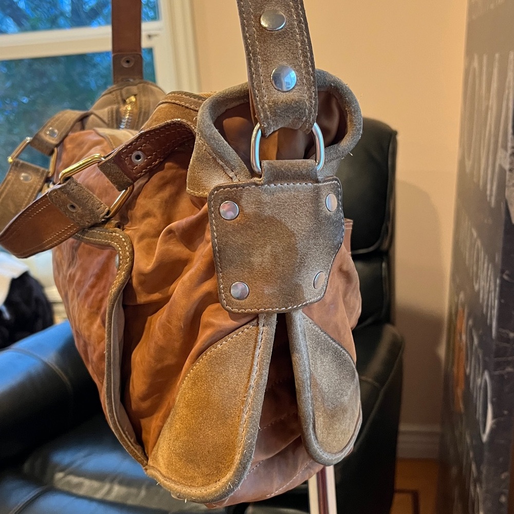 💃🧋Celine Vintage Leather Weekender Tote Bag Brown Shoulder Strap Made in Italy - Picture 4 of 12
